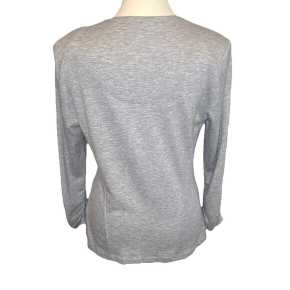 Tart Womens GRAY Open Front Modal Blazer w Ruched Sleeves Stretch Pockets Sz S - Picture 3 of 10